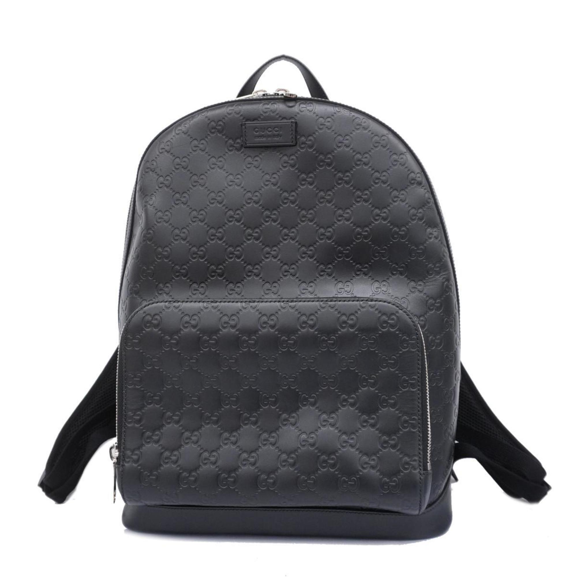 Gucci Backpack Guccissima 406370 Leather Black Men's Women's