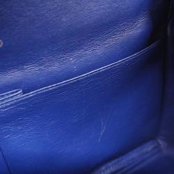 Chanel Shoulder Bag Matelasse Deca W Flap Chain Patent Leather Blue Women's