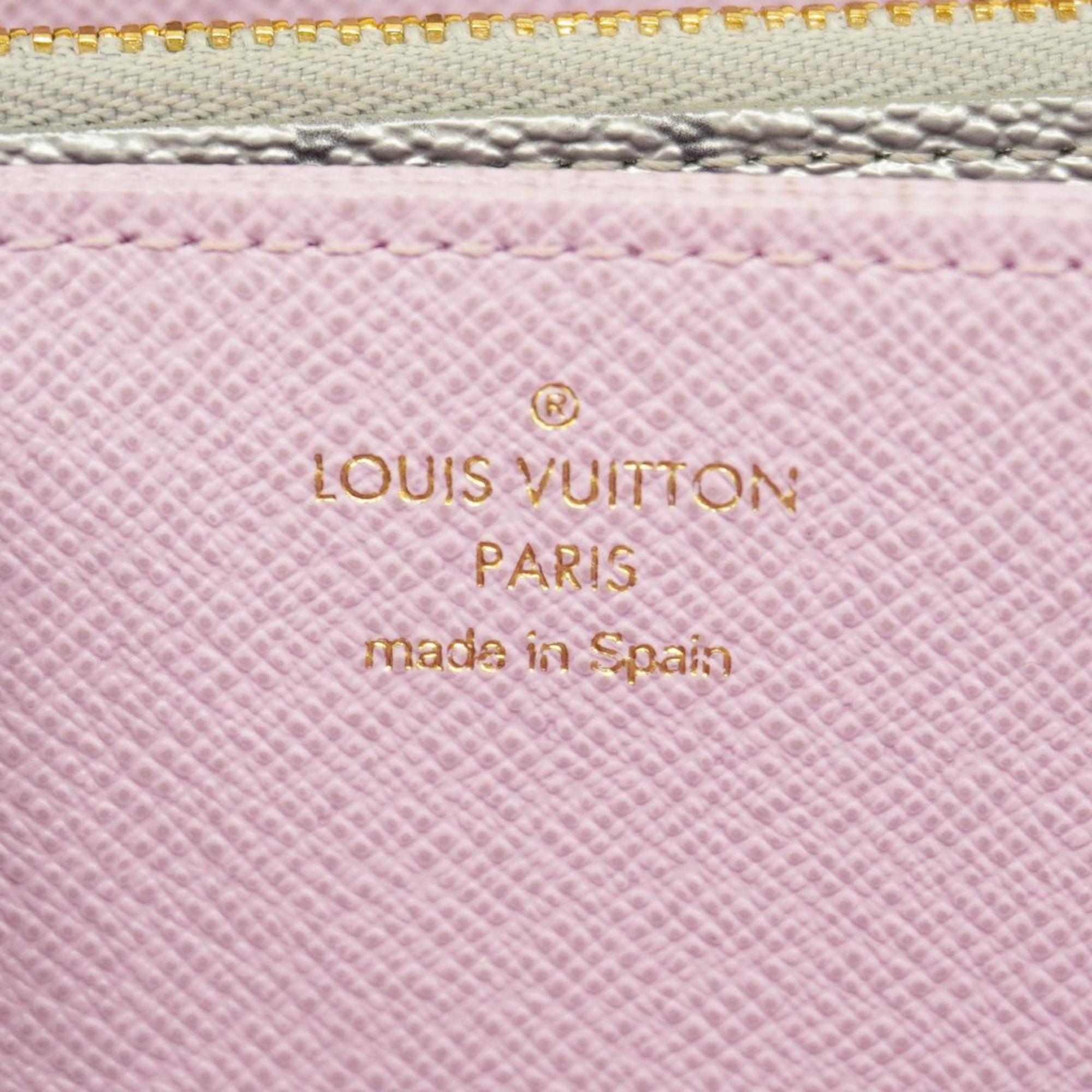 Louis Vuitton Long Wallet Monogram Floral Flower Zippy LV Garden M81765 Metallic Silver Multicolor Men's Women's