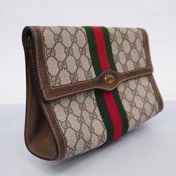 Gucci Clutch Bag GG Supreme Sherry Line 84 01 006 Leather Brown Women's