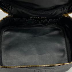 chanel vanity bag caviar skin black ladies