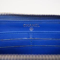 Chanel Long Wallet Matelasse Patent Leather Blue Women's