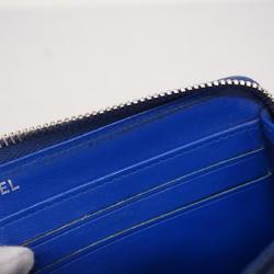 Chanel Long Wallet Matelasse Patent Leather Blue Women's