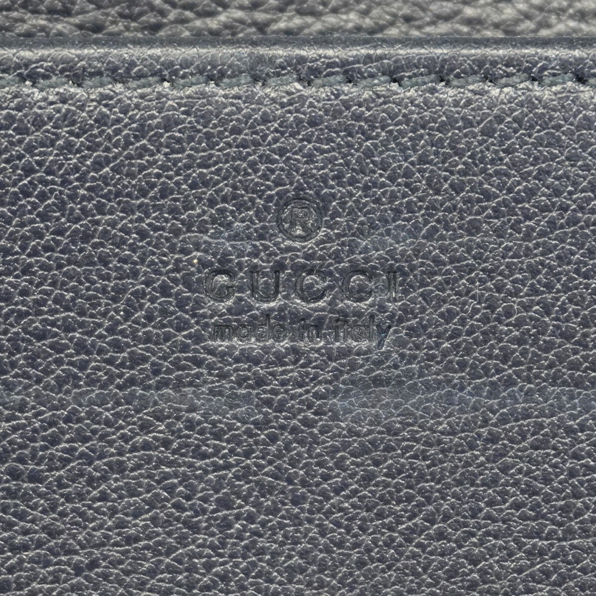 Gucci Shoulder Wallet 676155 Leather Navy Light Blue Women's