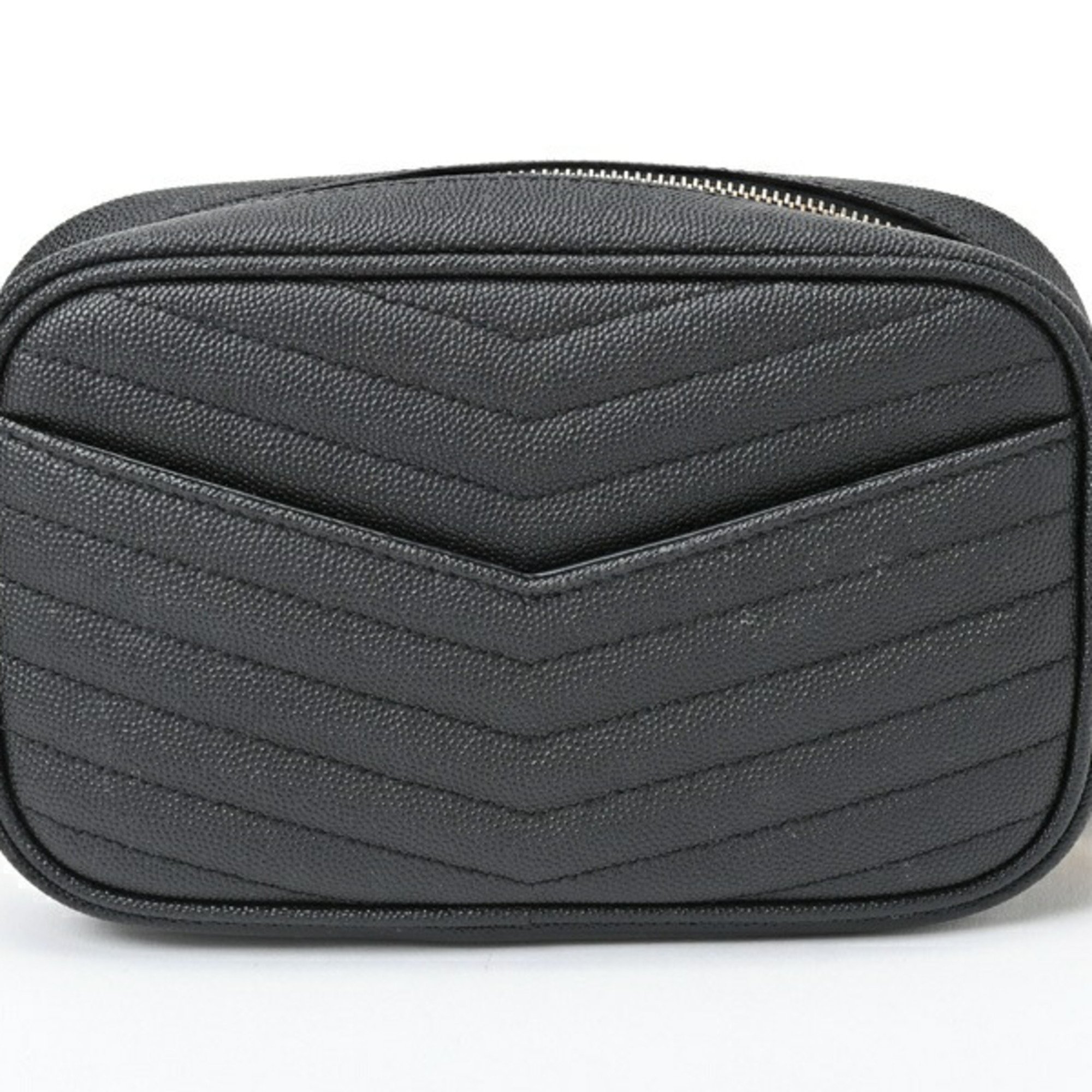 Saint Laurent Lou Bag Chain Shoulder 612579 Quilted Leather Black S-155937