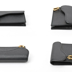 Dior Saddle Bloom Card Holder Case Leather Black S-155786