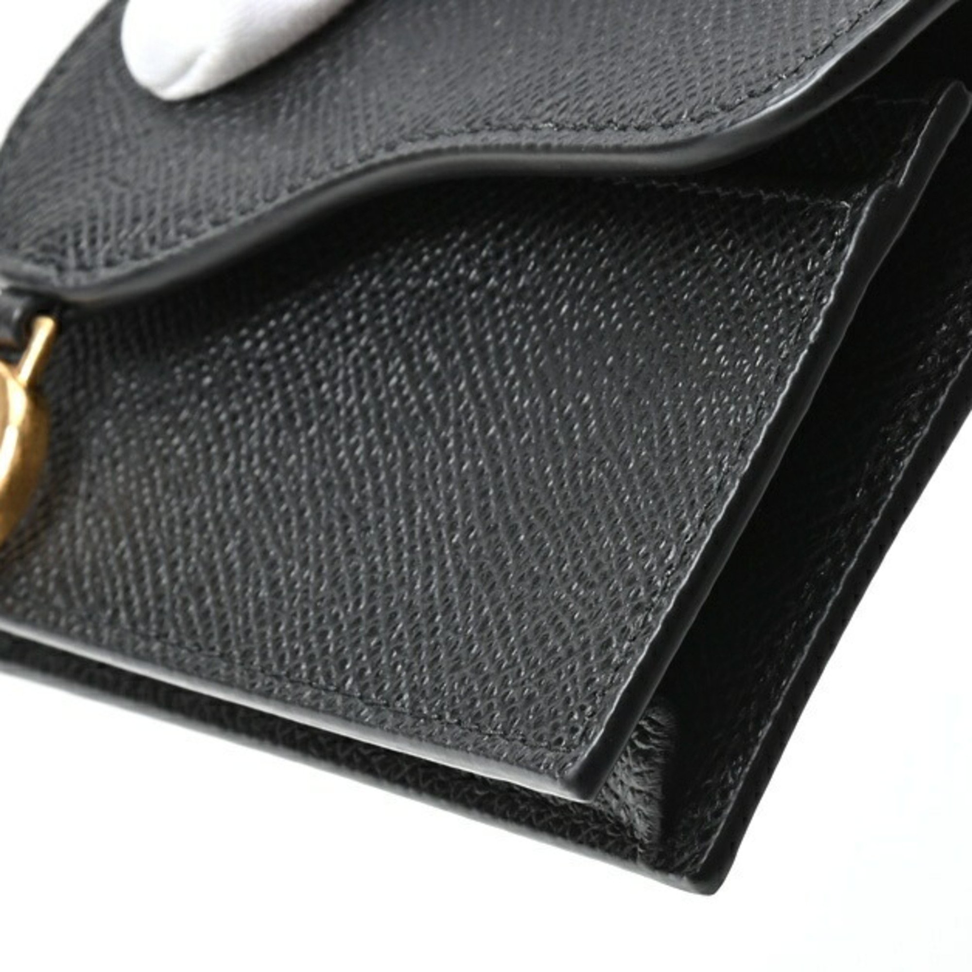 Dior Saddle Bloom Card Holder Case Leather Black S-155786