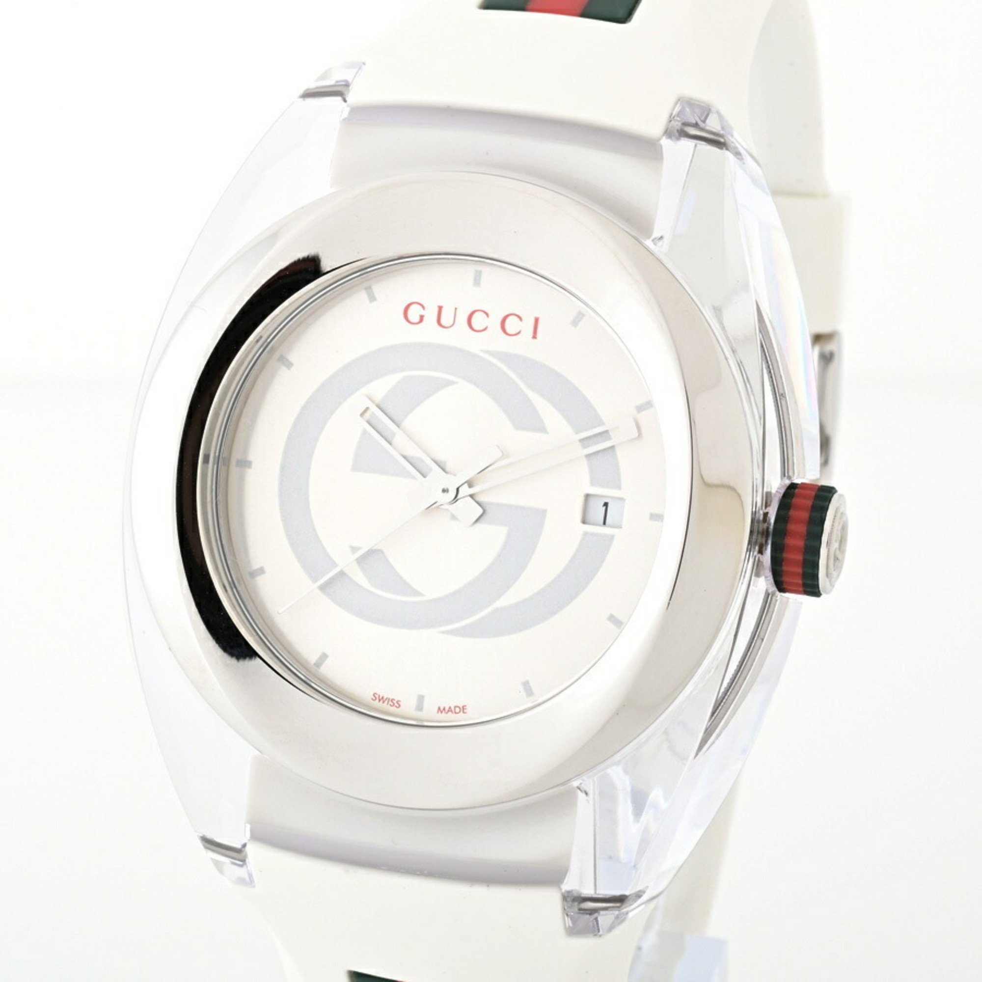 GUCCI SYNC YA137102A Quartz Interlocking G Watch Silver Dial B-155883