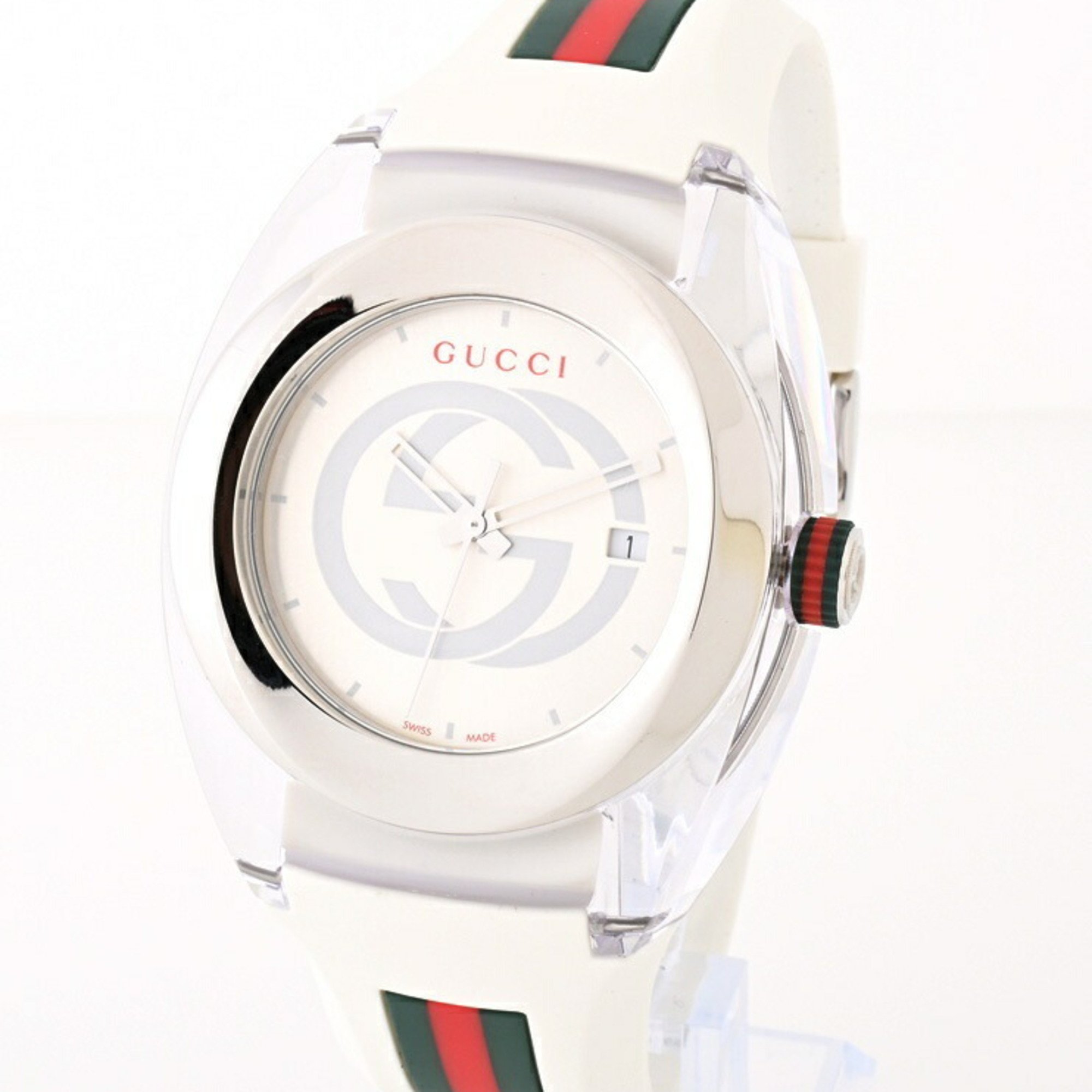 GUCCI SYNC YA137102A Quartz Interlocking G Watch Silver Dial B-155883