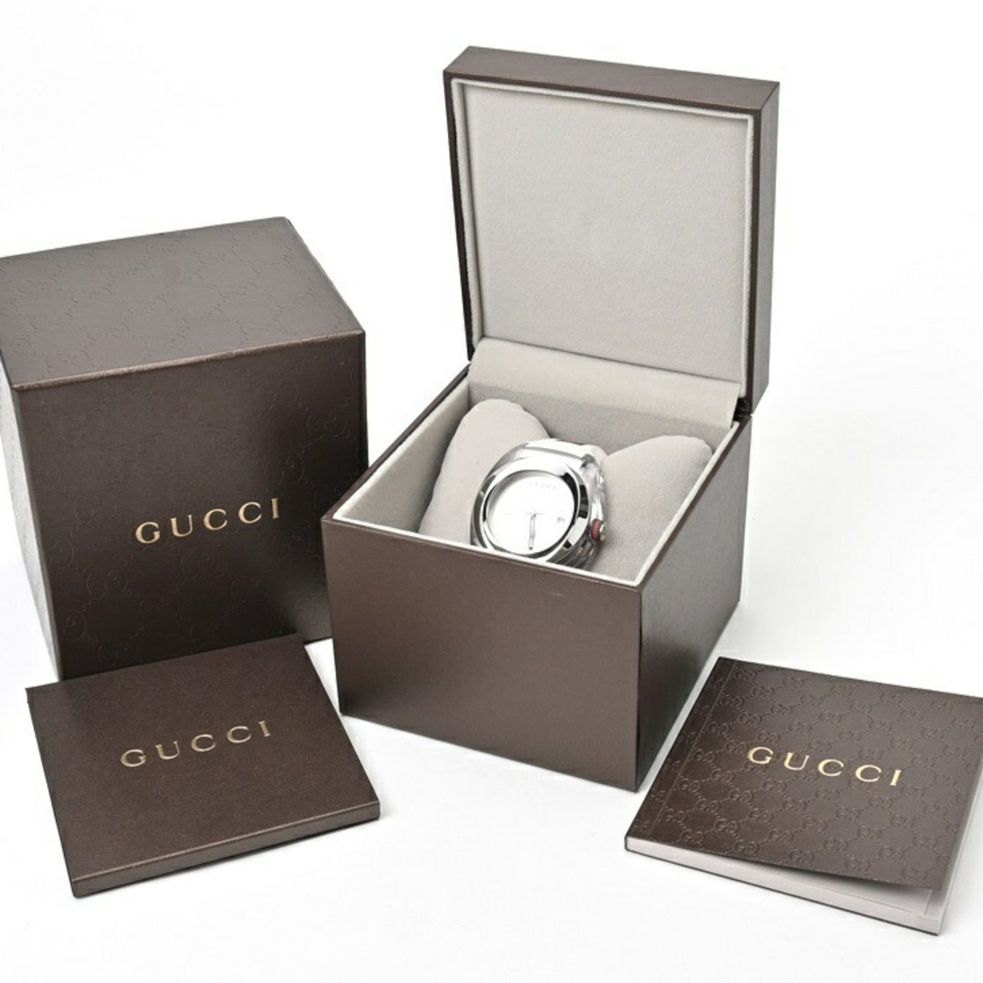 GUCCI SYNC YA137102A Quartz Interlocking G Watch Silver Dial B-155883