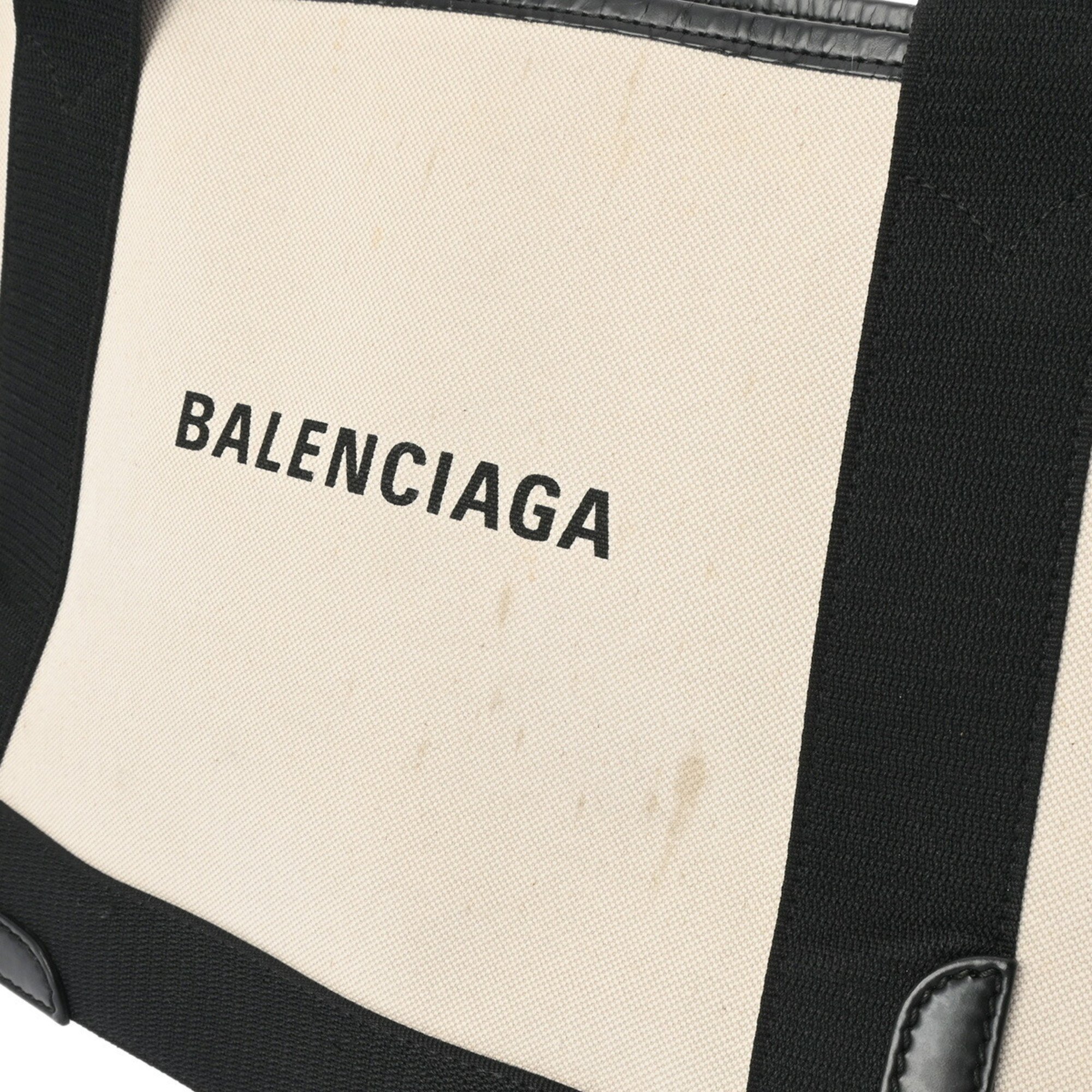 BALENCIAGA Navy Cabas XS Natural/Black 339933 Women's Canvas Handbag