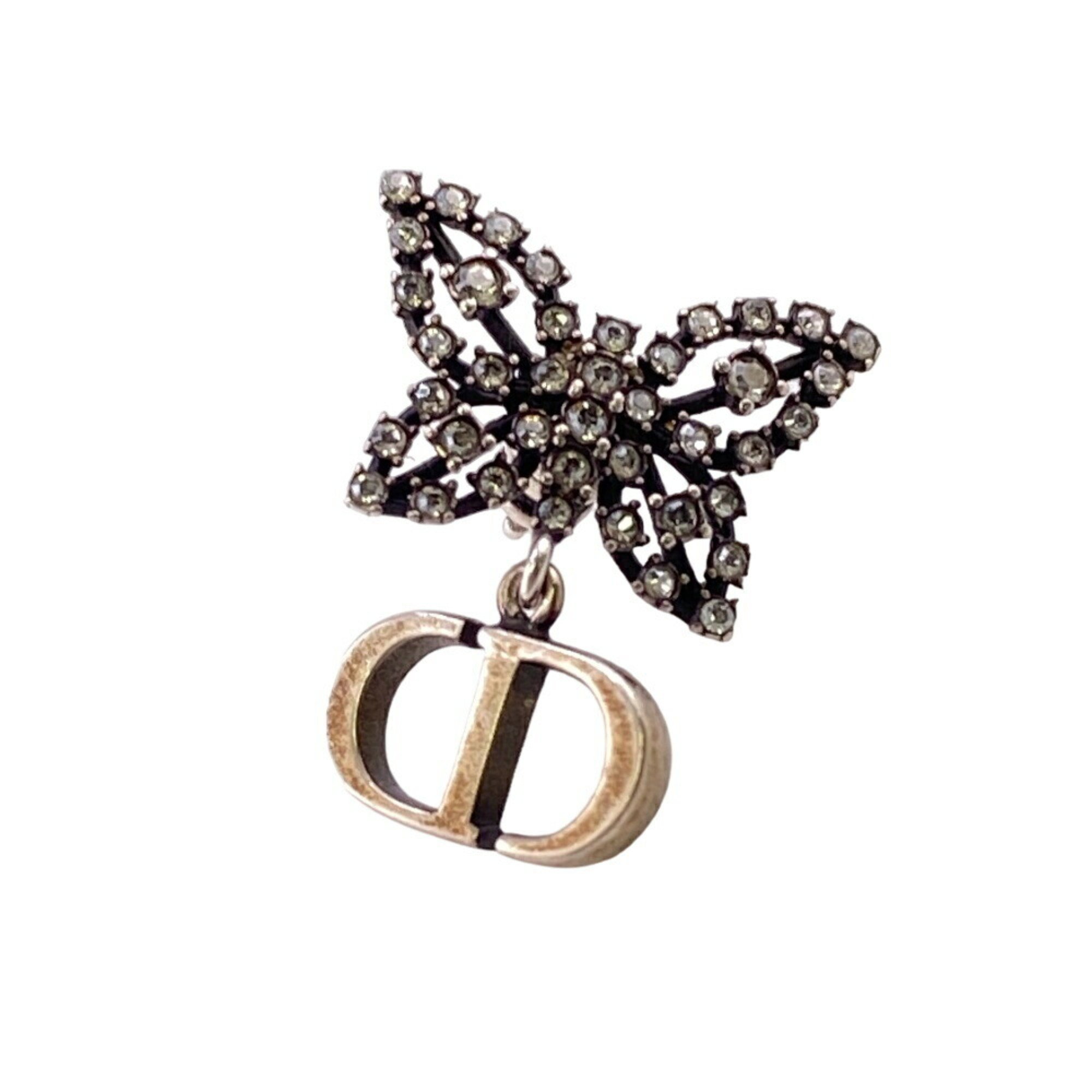 Christian Dior Pave Setting Papillon de Nuit Earrings Silver Women's Z0006967