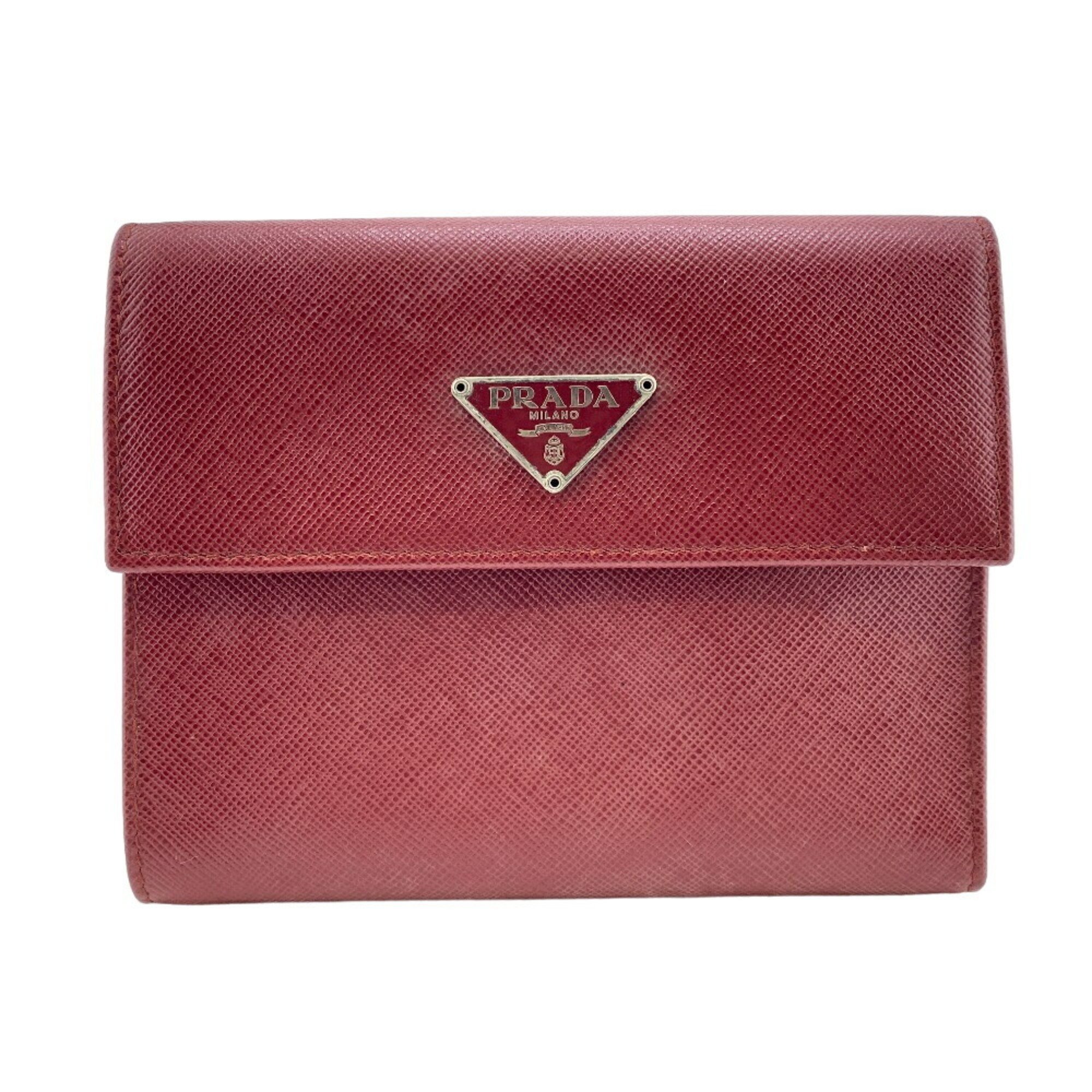 PRADA M170A Saffiano Tri-fold Wallet Red Women's Z0006963