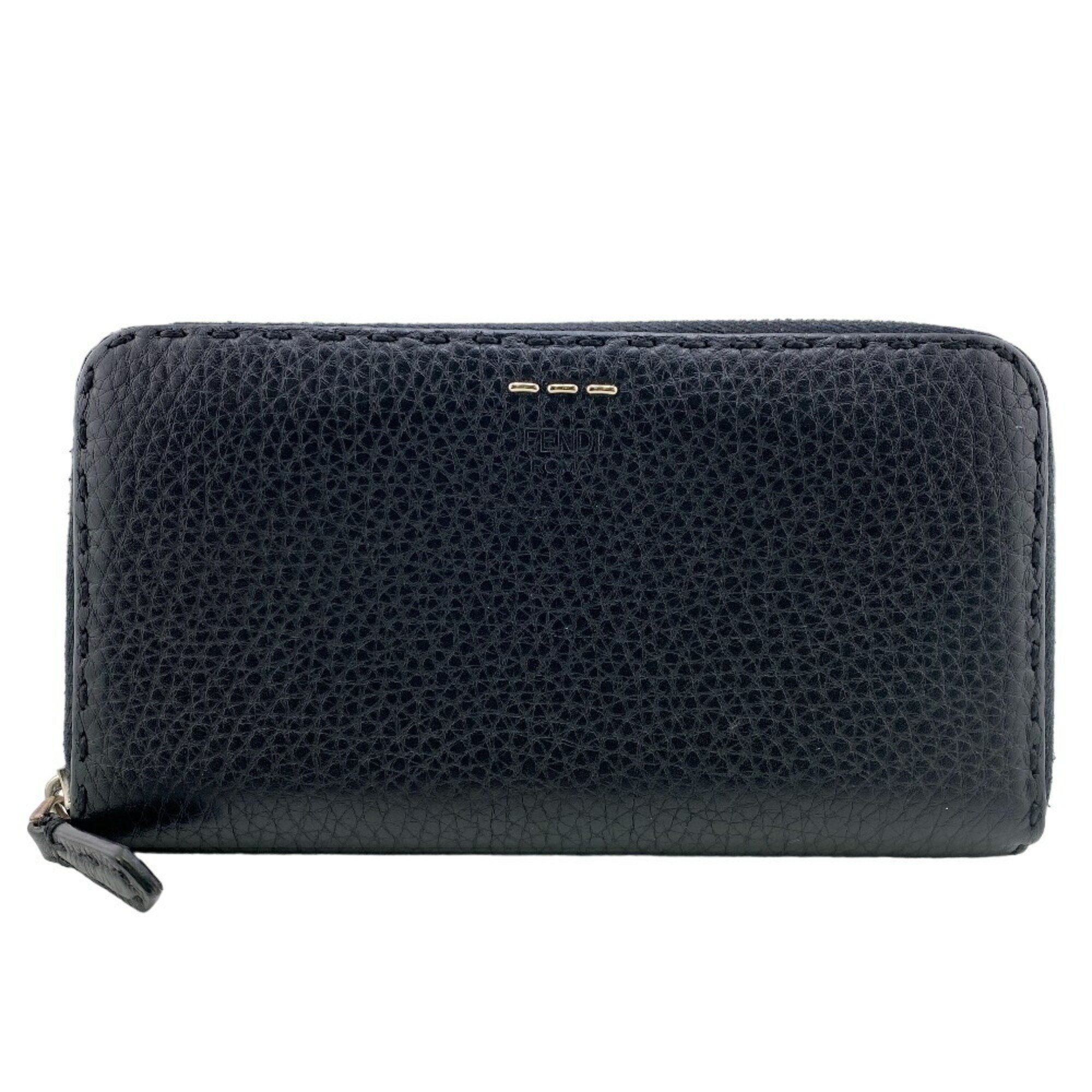 FENDI Round Long Wallet Black Women's Z0006965