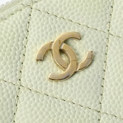 CHANEL Classic Zip Coin Purse Light Green AP0216 Women's Caviar Skin Case