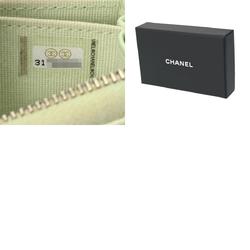 CHANEL Classic Zip Coin Purse Light Green AP0216 Women's Caviar Skin Case