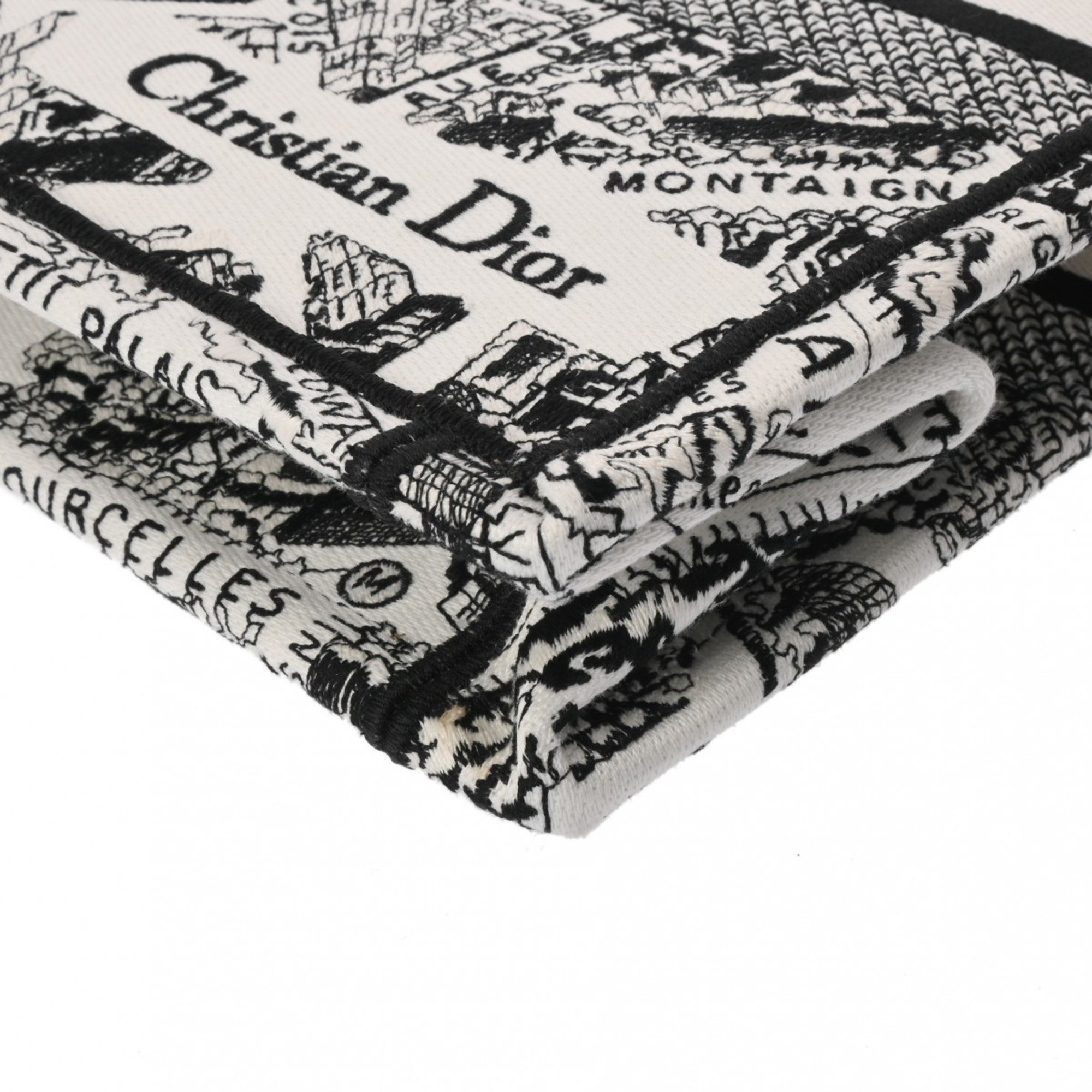 CHRISTIAN DIOR Christian Dior Book Tote Medium Black/White M1296ZOMP Women's Paris Signature Canvas Handbag
