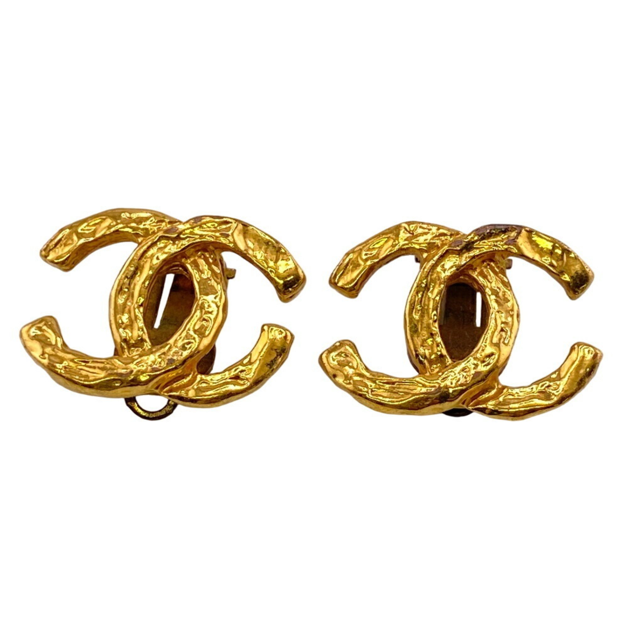CHANEL Coco Mark Earrings Gold Women's Z0006956
