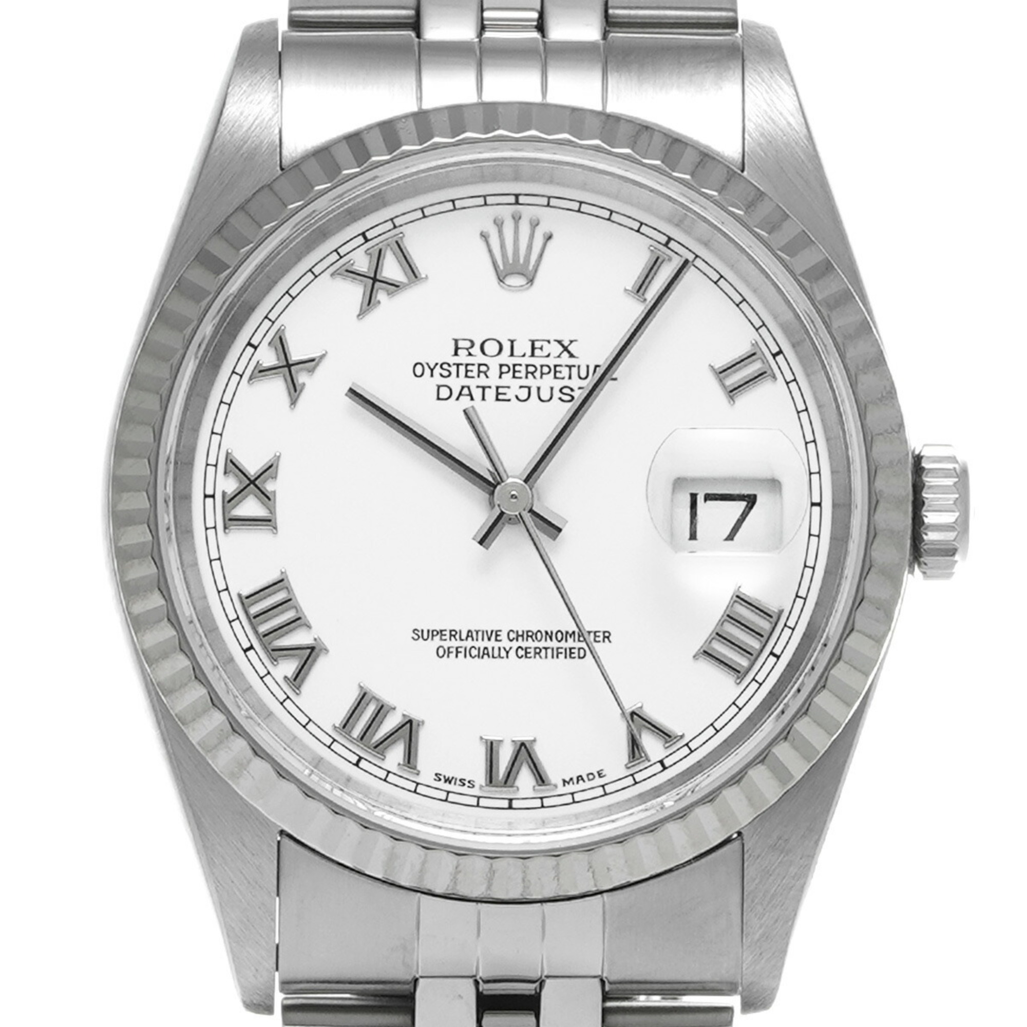 ROLEX Rolex Datejust 16234 Men's WG/SS Wristwatch Automatic White Dial