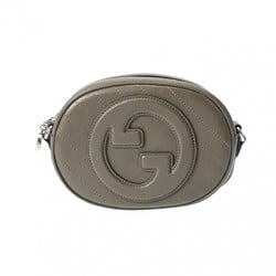 GUCCI Blondie Shoulder Bag Grey Brown 760175 Unisex Leather