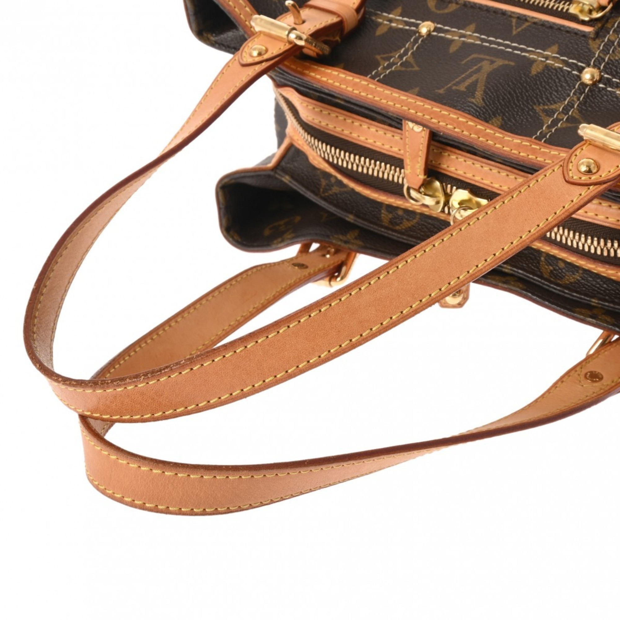 LOUIS VUITTON Louis Vuitton Monogram Rivet Brown M40140 Women's Canvas Handbag