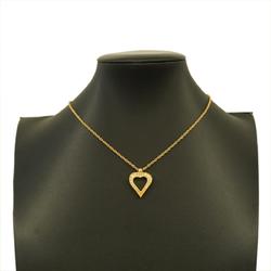 Christian Dior Necklace Heart Motif Rhinestone GP Plated Gold Women's