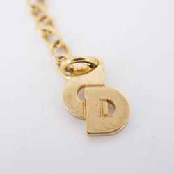 Christian Dior Necklace Heart Motif Rhinestone GP Plated Gold Women's