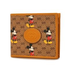 Gucci Wallet Micro GG Mickey 602549 Leather Brown Men's Women's