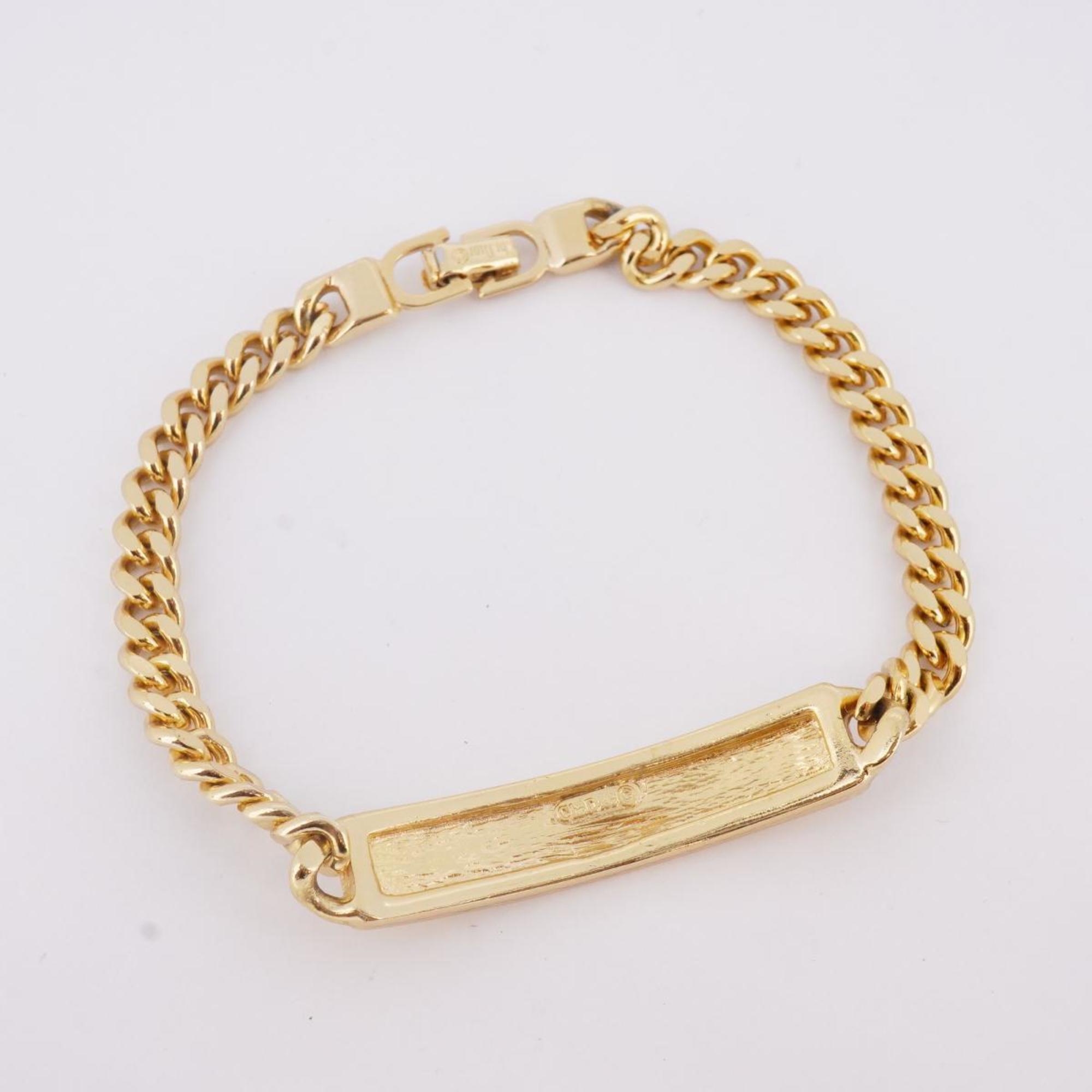 Christian Dior Bracelet CD Plate GP Plated Gold Women's