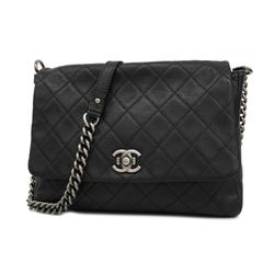 Chanel Shoulder Bag Matelasse Chain Leather Black Women's