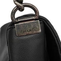 Chanel Shoulder Bag Matelasse Chain Leather Black Women's