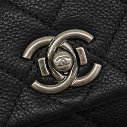 Chanel Shoulder Bag Matelasse Chain Leather Black Women's