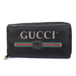 Gucci Long Wallet 496317 Leather Black Men's Women's