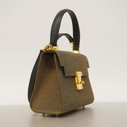 Fendi handbag nylon canvas leather khaki ladies