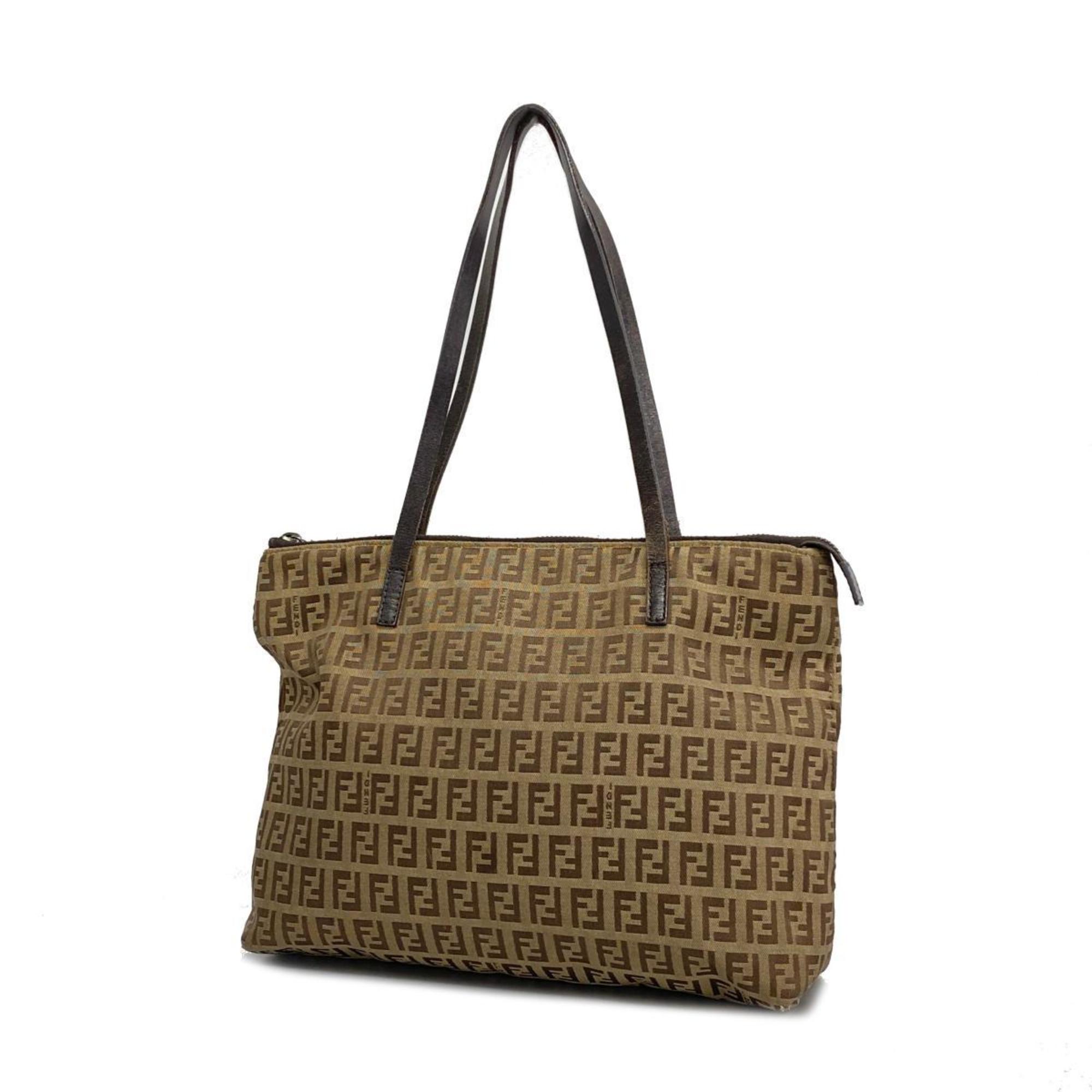 Fendi Zucchino Tote Bag Nylon Canvas Brown Women's