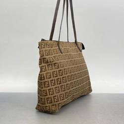 Fendi Zucchino Tote Bag Nylon Canvas Brown Women's