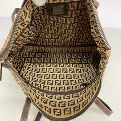 Fendi Zucchino Tote Bag Nylon Canvas Brown Women's