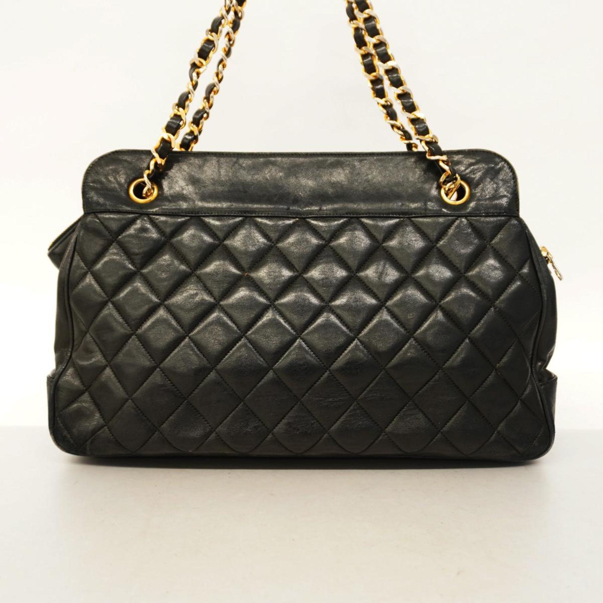 Chanel Shoulder Bag Matelasse Lambskin Black Women's