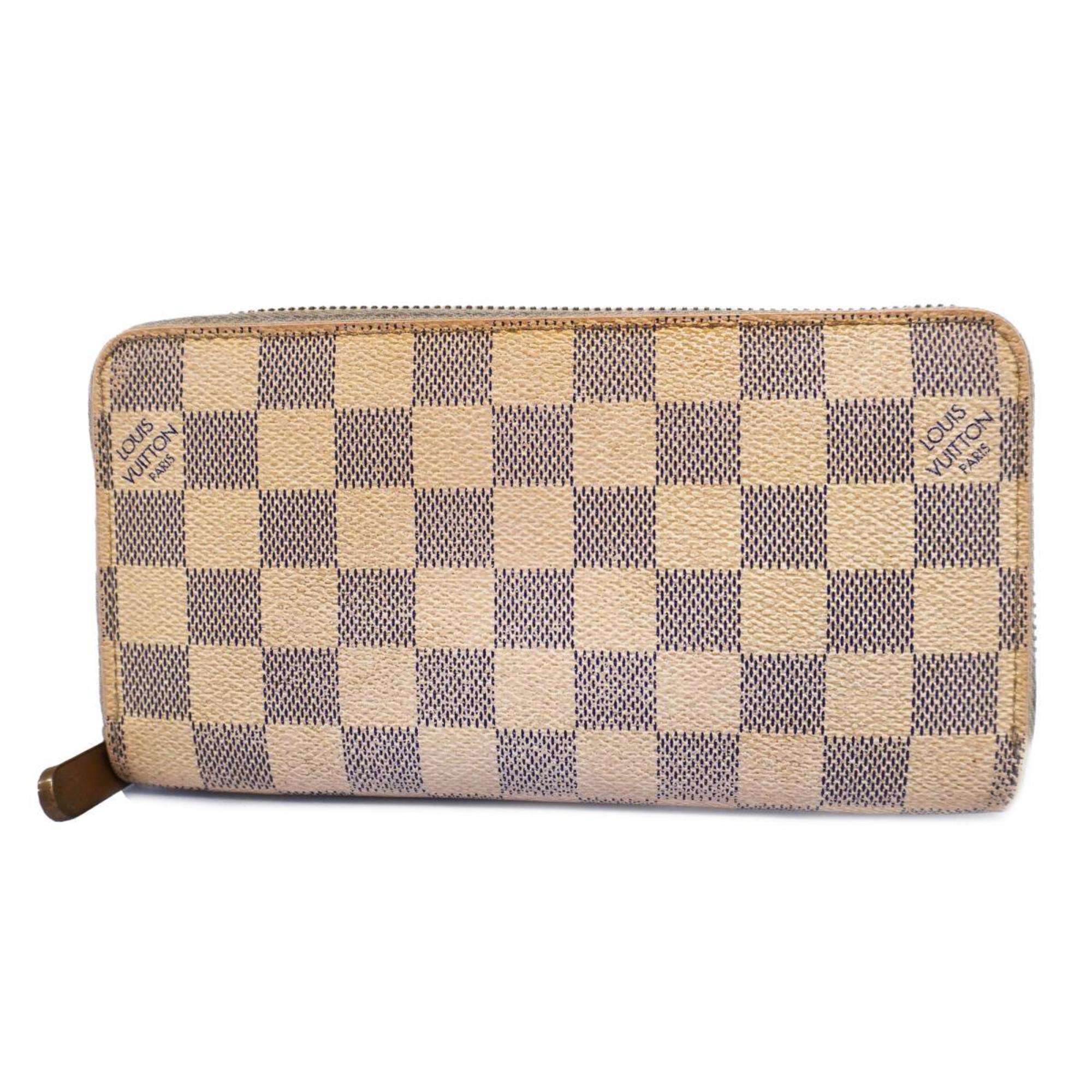 Louis Vuitton Long Wallet Damier Azur Zippy N60019 White Men's Women's