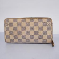 Louis Vuitton Long Wallet Damier Azur Zippy N60019 White Men's Women's