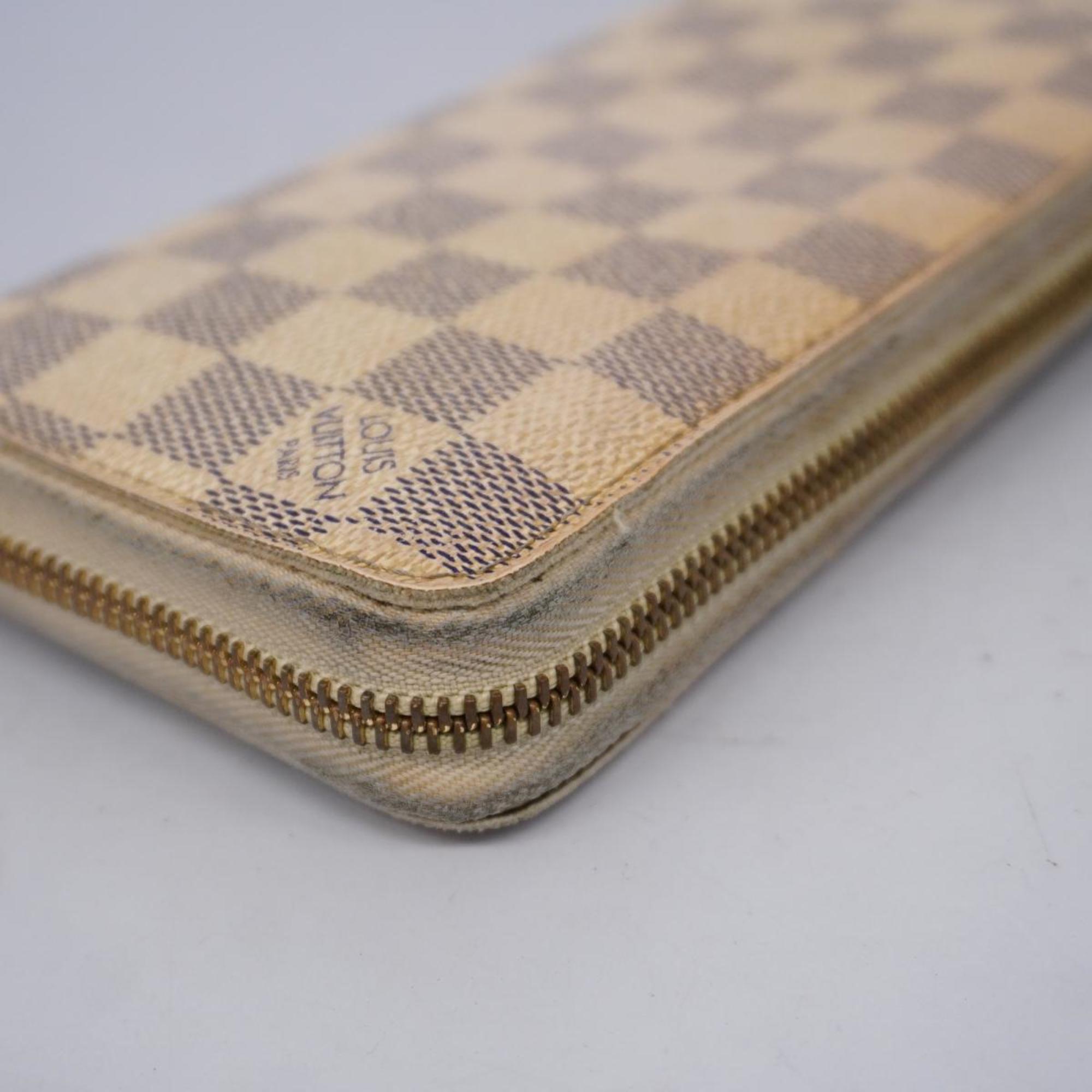 Louis Vuitton Long Wallet Damier Azur Zippy N60019 White Men's Women's