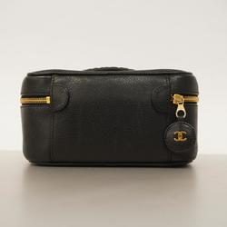 Chanel Vanity Bag Caviar Skin Black Women's