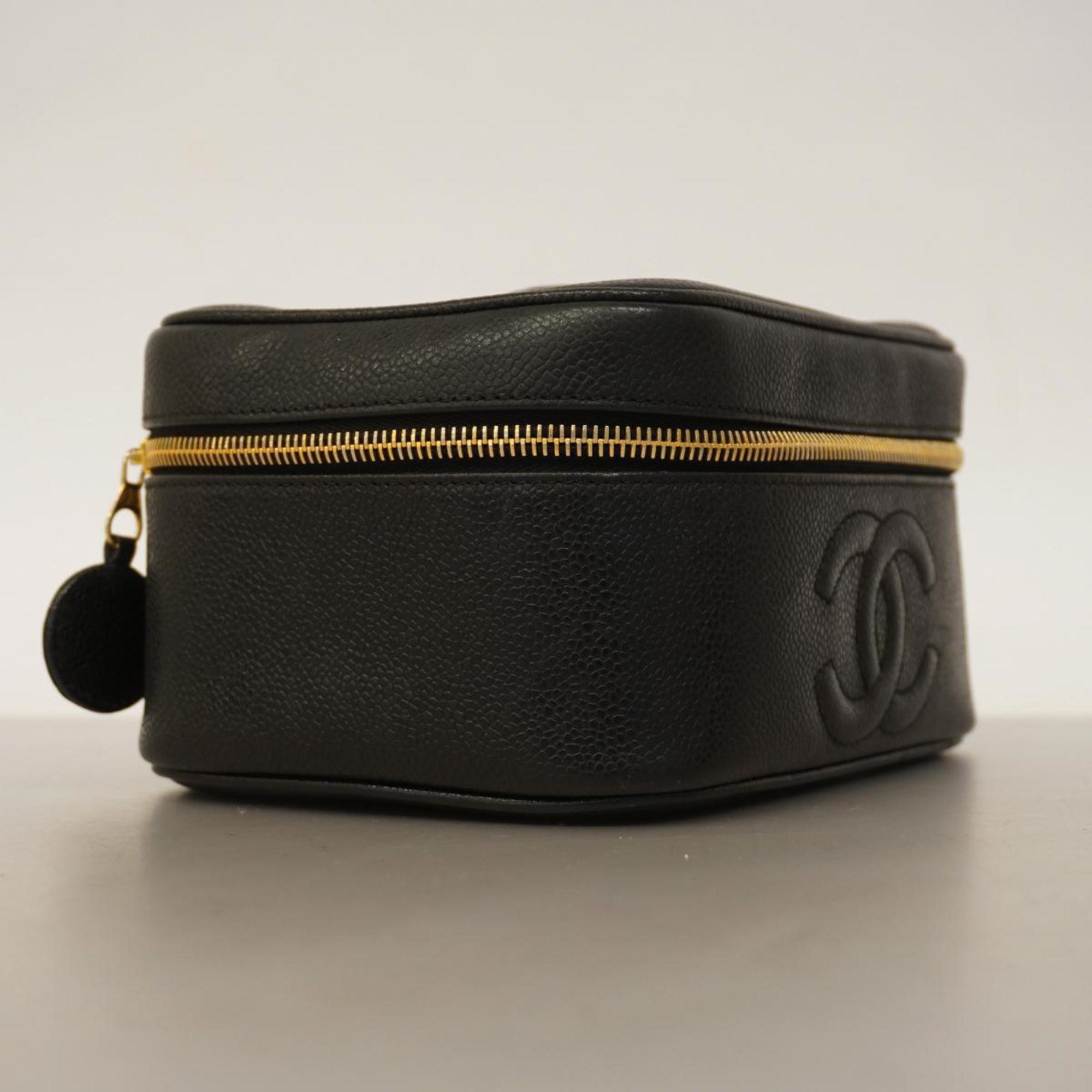 Chanel Vanity Bag Caviar Skin Black Women's