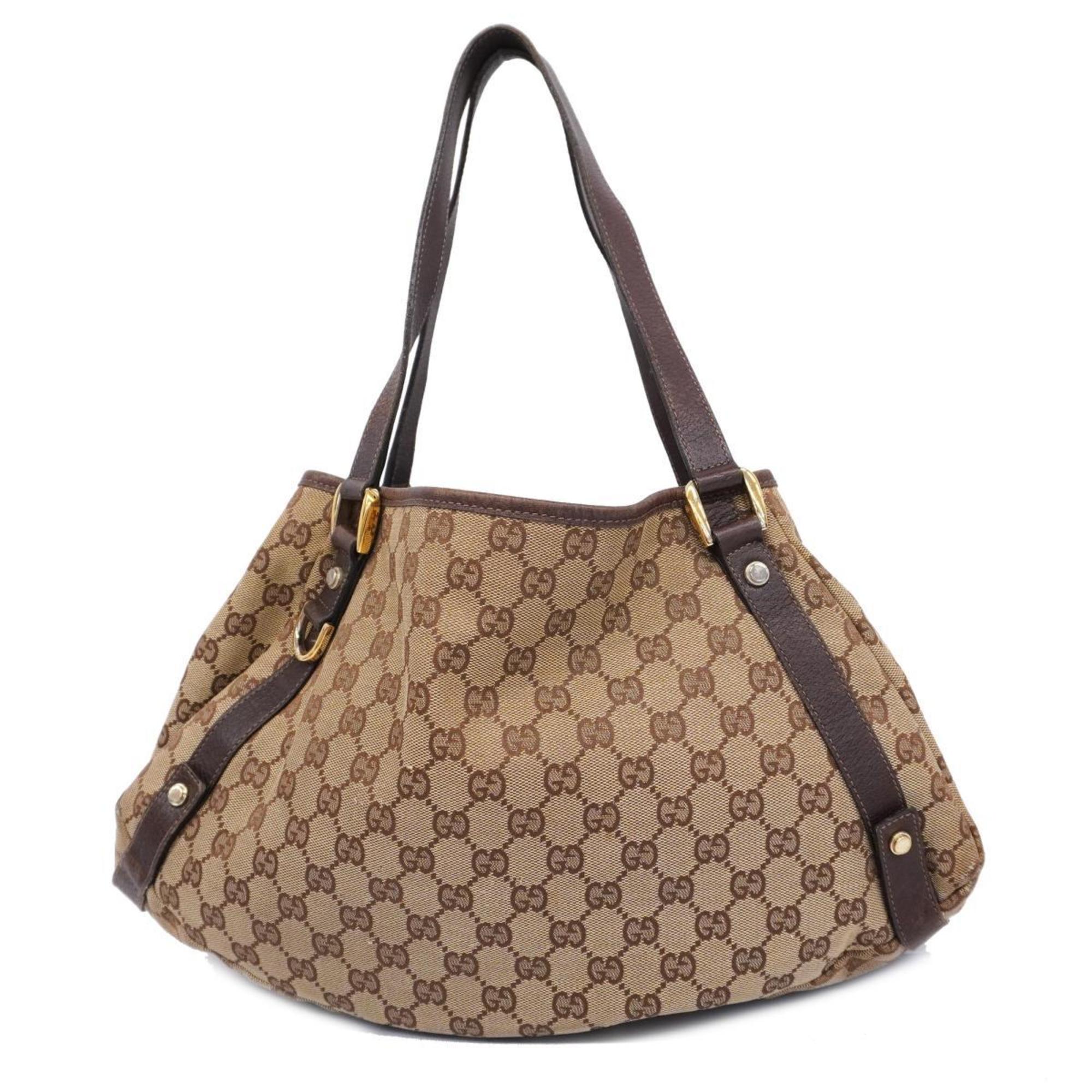 Gucci Tote Bag GG Canvas 130736 Brown Champagne Women's