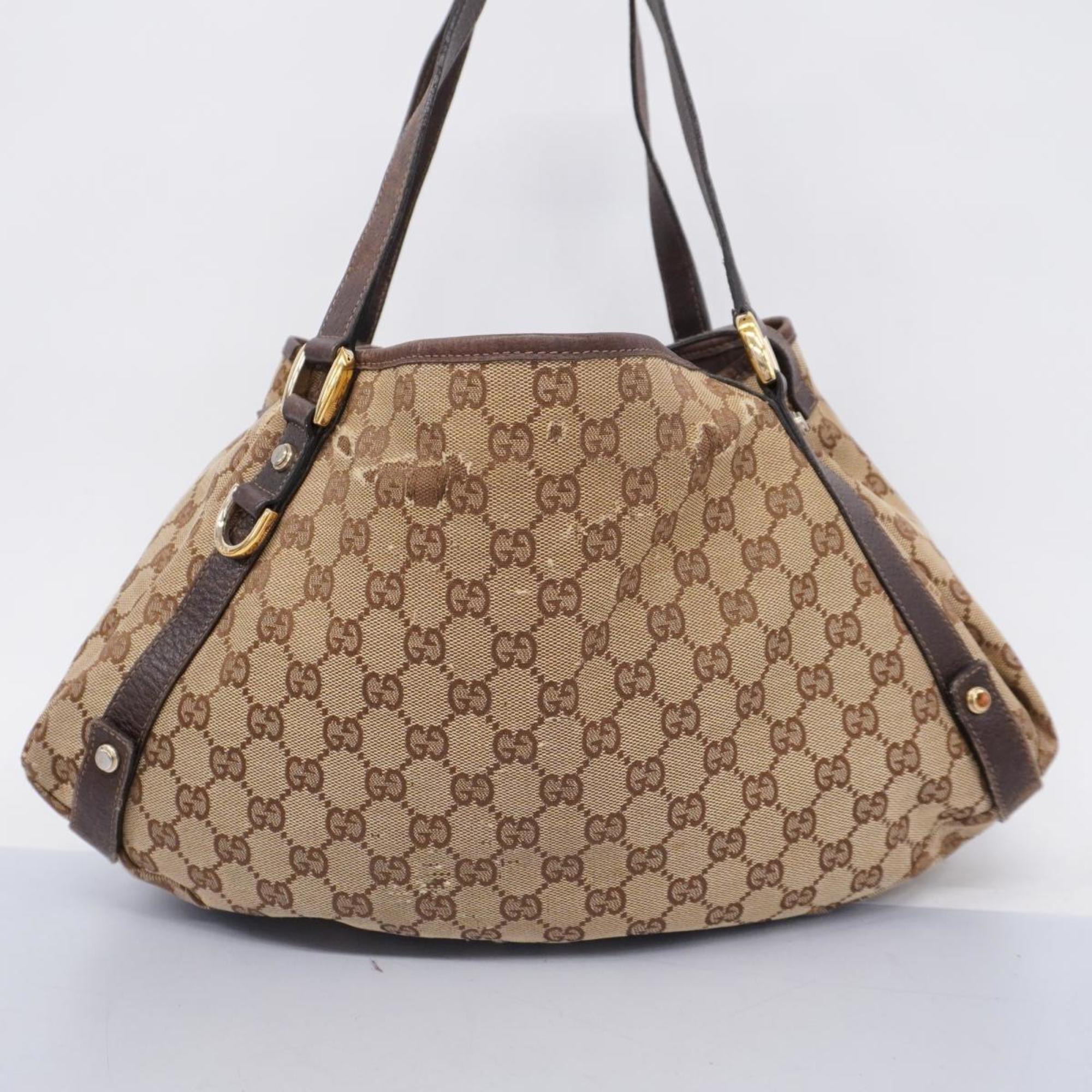 Gucci Tote Bag GG Canvas 130736 Brown Champagne Women's