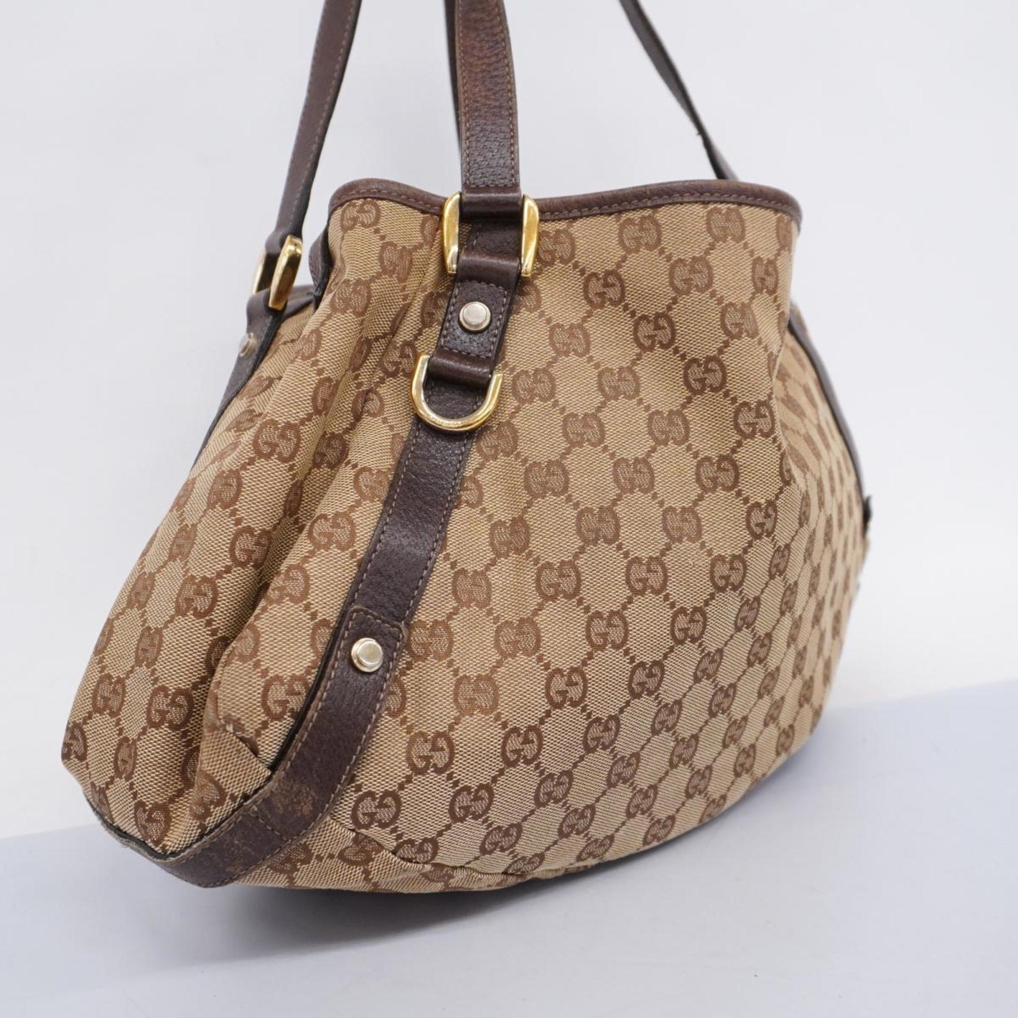 Gucci Tote Bag GG Canvas 130736 Brown Champagne Women's