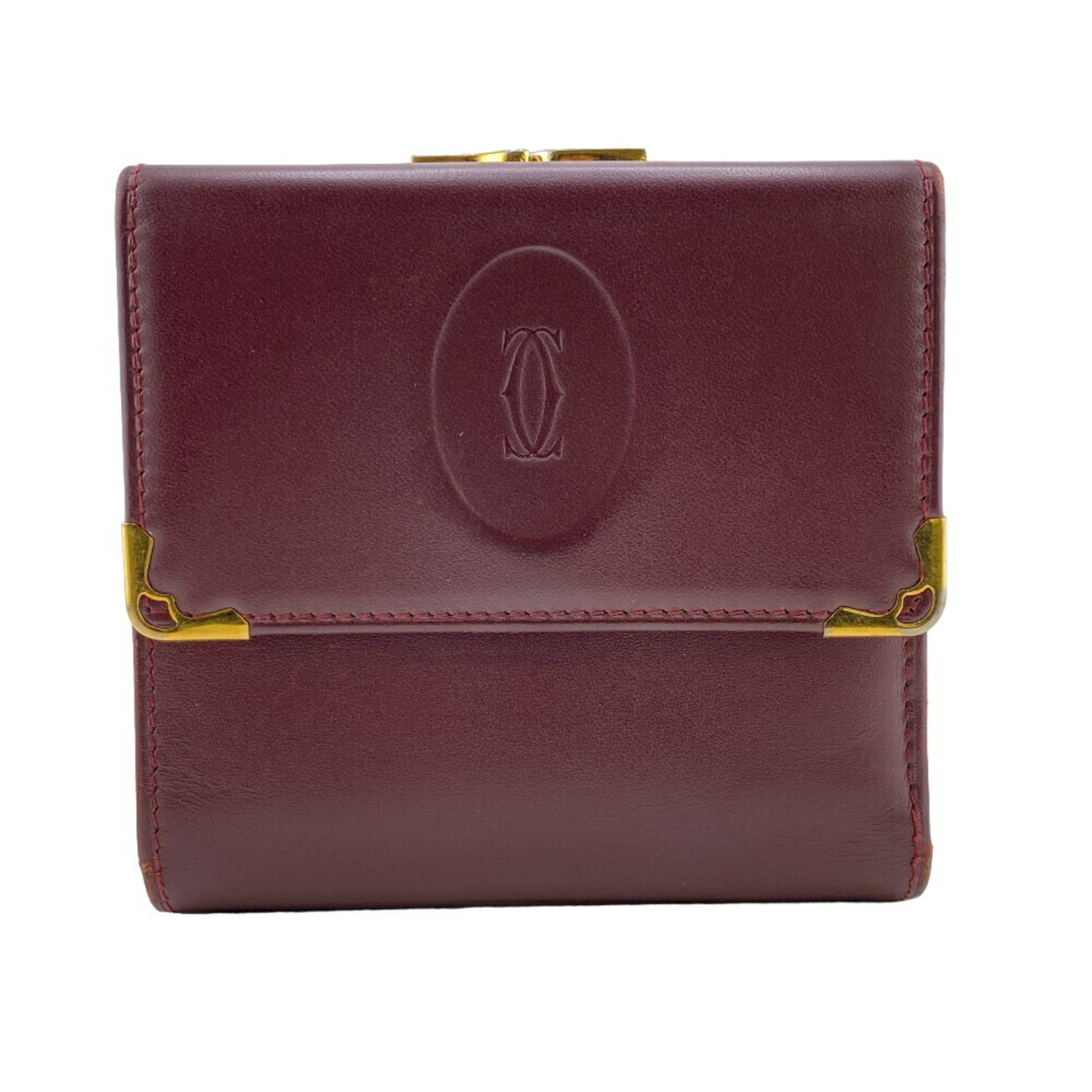 CARTIER Tri-fold wallet wine red unisex Z0006966