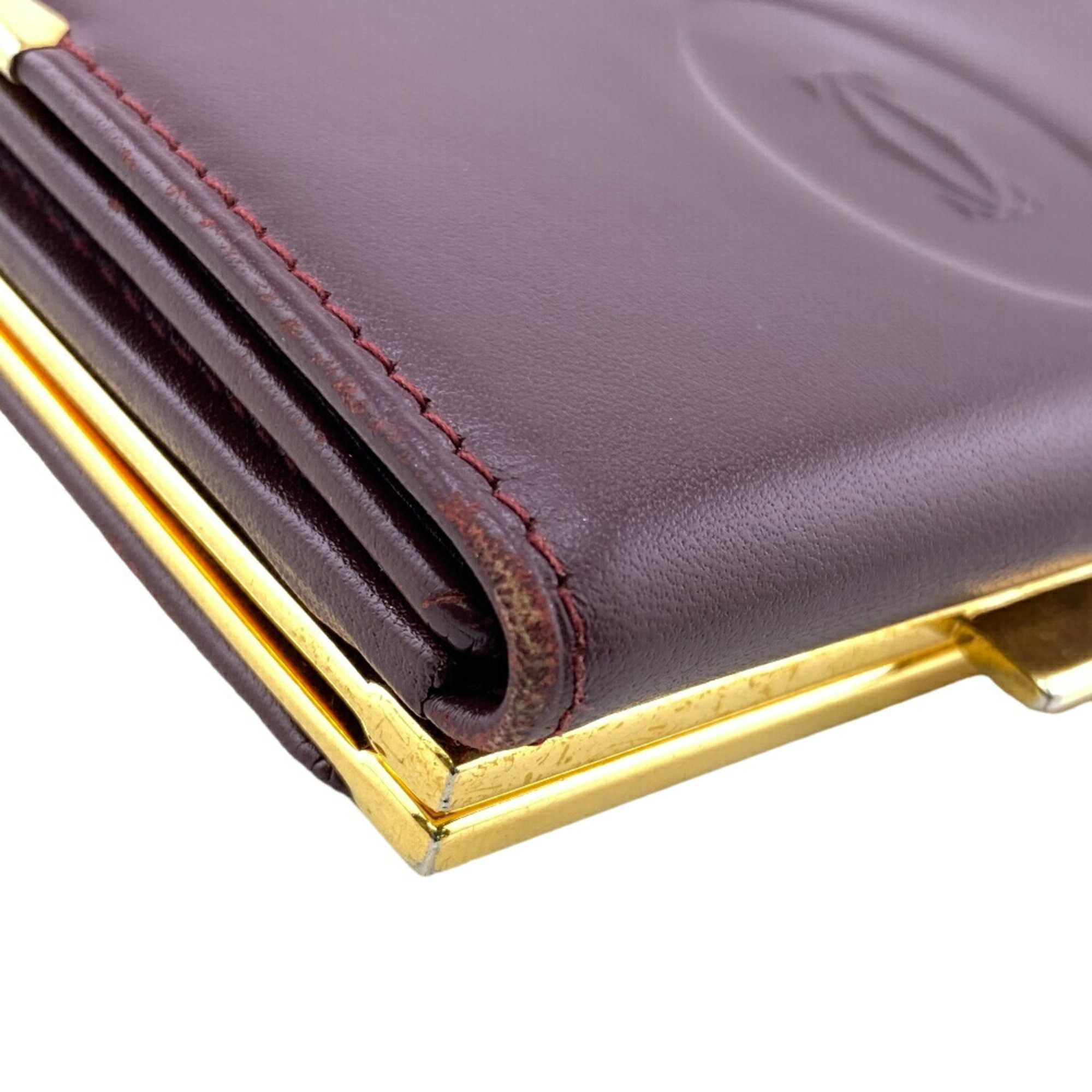 CARTIER Tri-fold wallet wine red unisex Z0006966