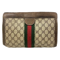 GUCCI Old Gucci Clutch Bag Sherry Line GG Pattern Second Brown Unisex Z0006926