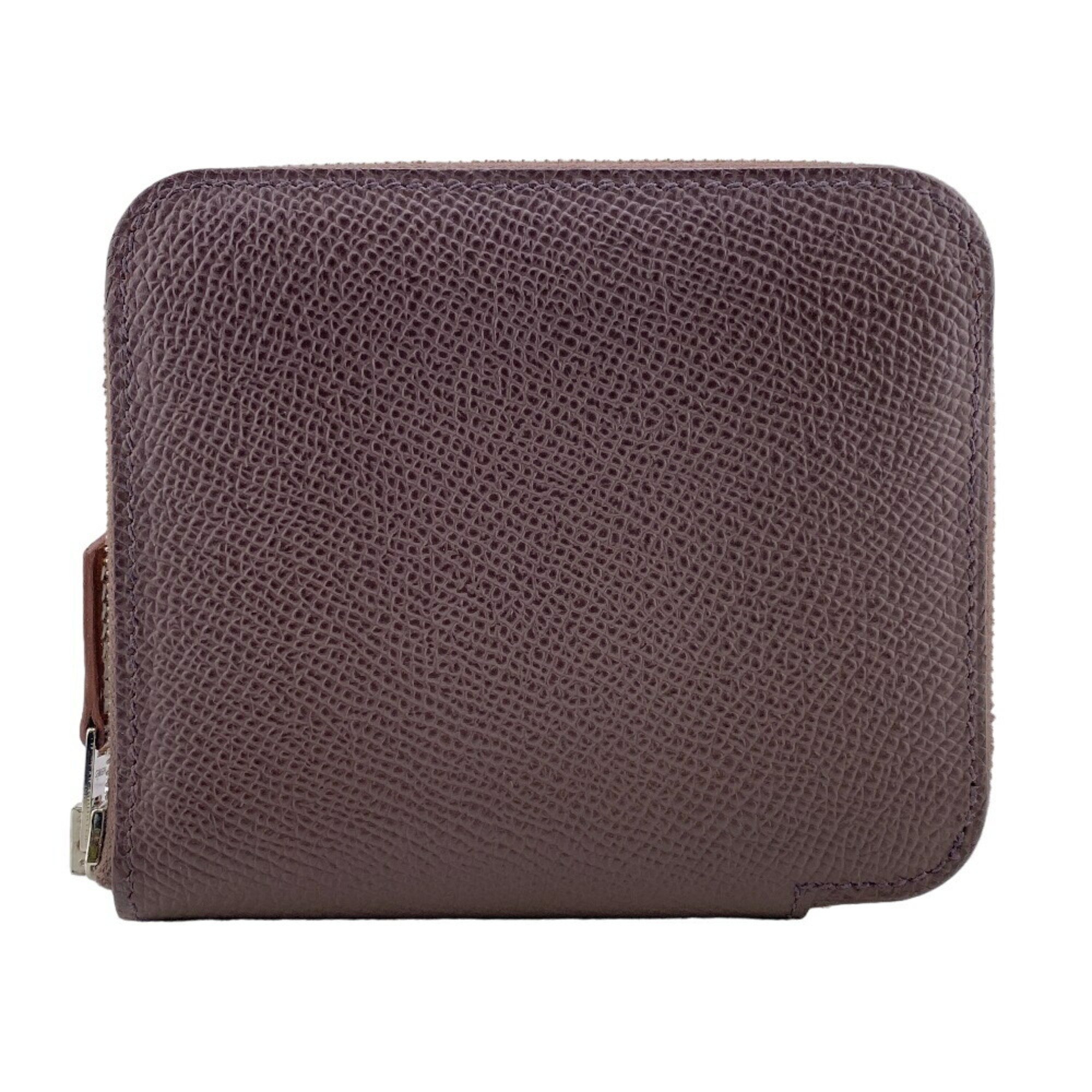 HERMES Azap Compact 2023 Silkin Epsom Coin Case Brown Unisex Z0006989